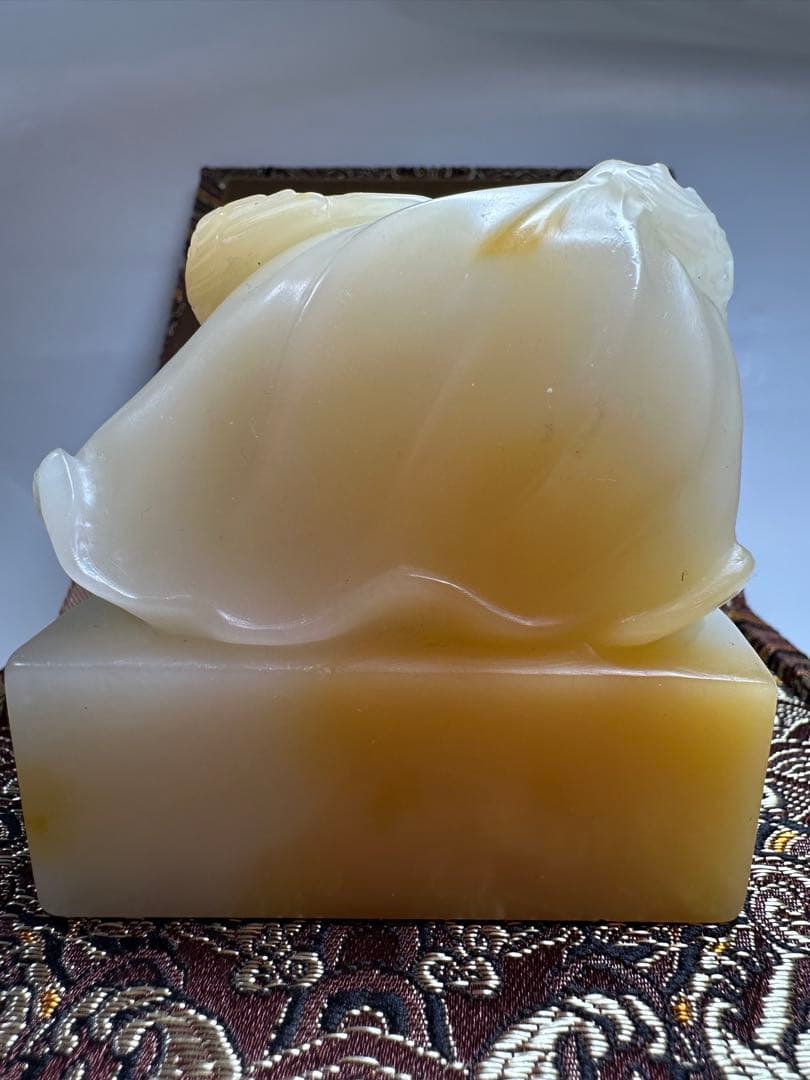 【花鳥】 蓮花　鳥　大材　美品　高級印材　篆刻　印石　寿山石　芙蓉　巧色　印材