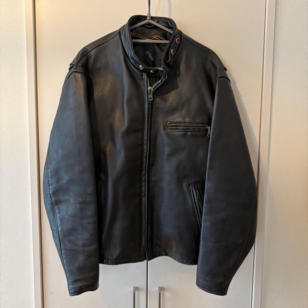 ショット　レザージャケット　シングルライダース　サイズ42 (ブラック)