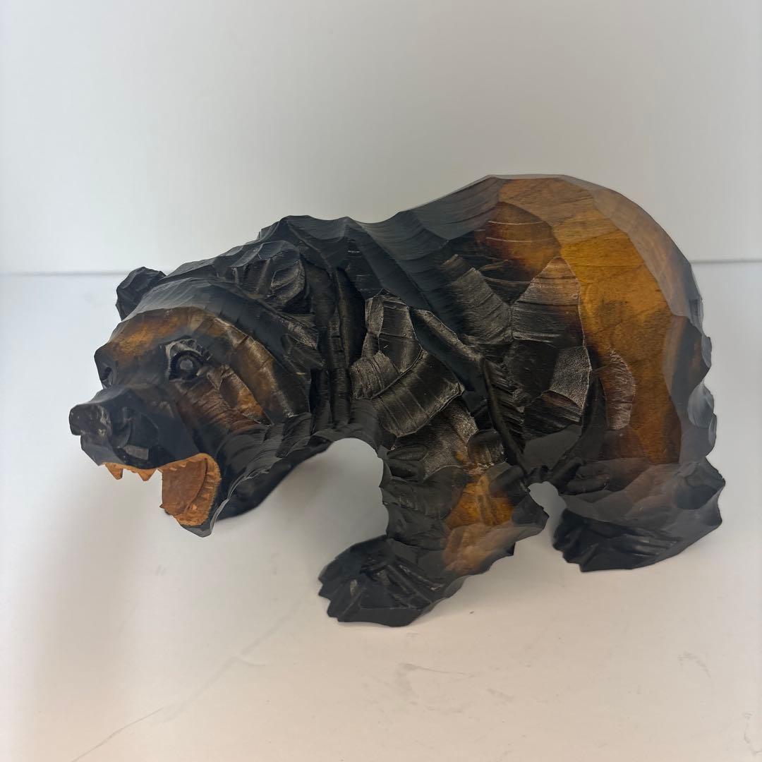 [美品] 木製　熊　貞光作　北海道八雲　￼木彫り　紙箱
