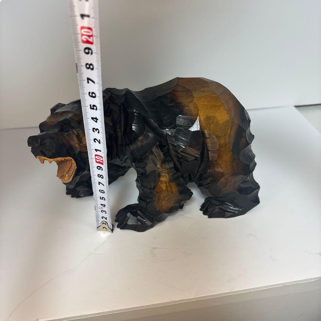 [美品] 木製　熊　貞光作　北海道八雲　￼木彫り　紙箱