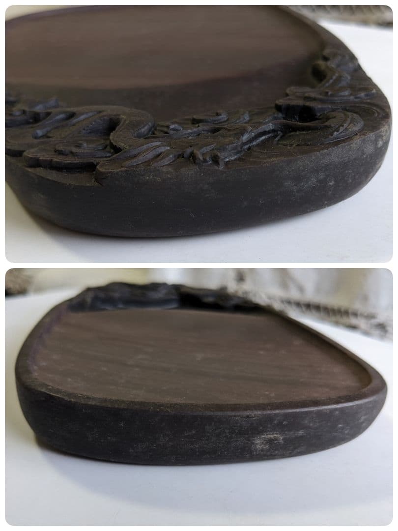 ♦中国端渓硯 雲龍紋様硯 箱入 文房四宝 アンティーク 骨董品 コレクション