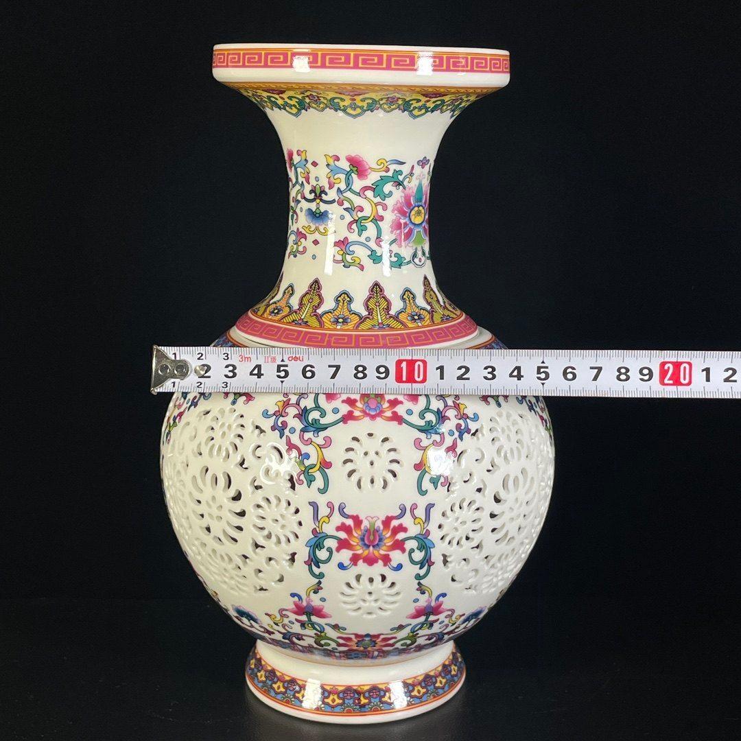 パステル嬉しく中空転心瓶 景徳鎮 陶磁器 装飾品 現代工芸品 美術品 置物