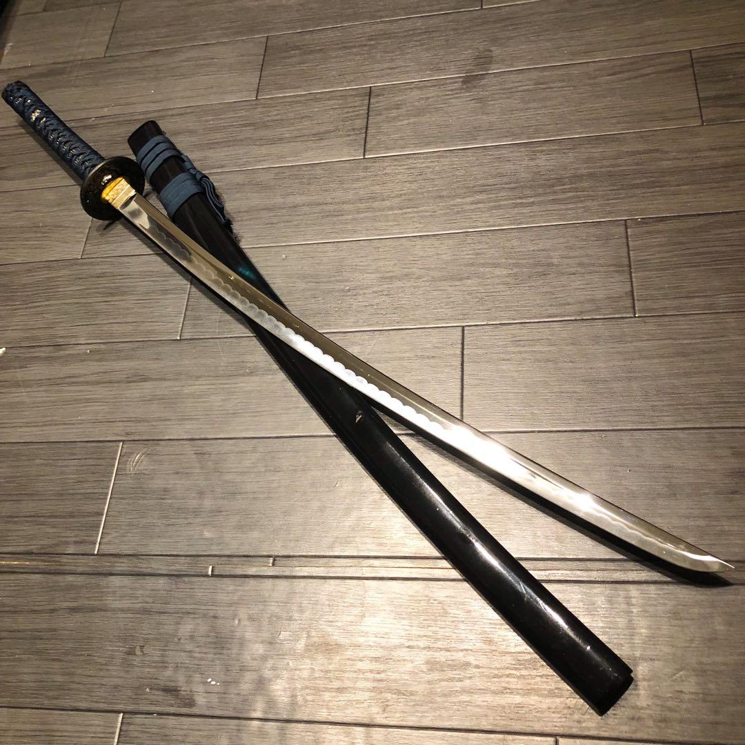 高級模造刀　高級居合刀　優波紋　亜合金刀身　名刀　居合刀　緑藍拵え