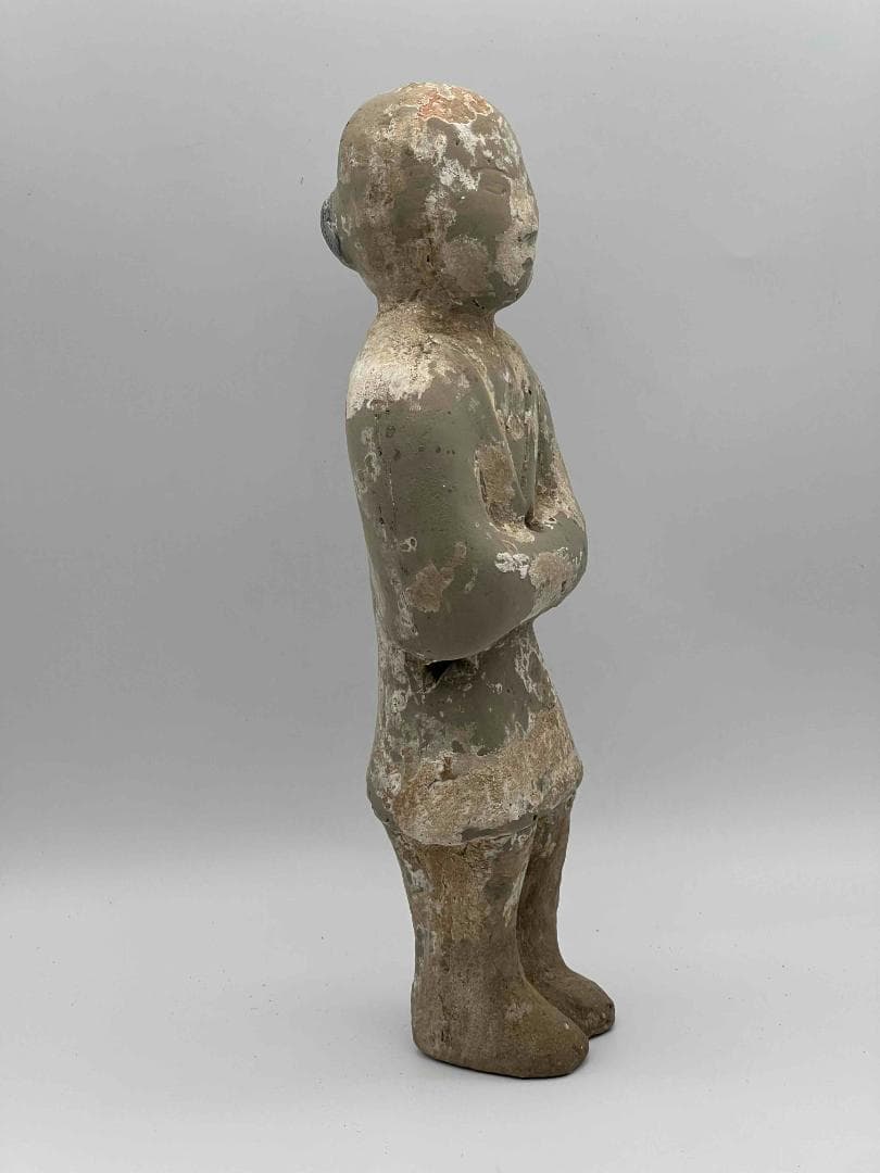 唐時代　武士胡人陶俑　極上品　旧家旧蔵　唐物　時代物　置物(B-64)