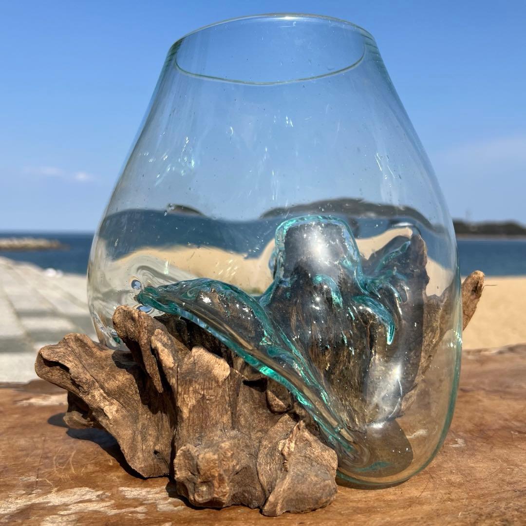 流木ガラスオブジェ大B 花瓶 金魚鉢 ガーデニング テラリウム 水槽 アート作品