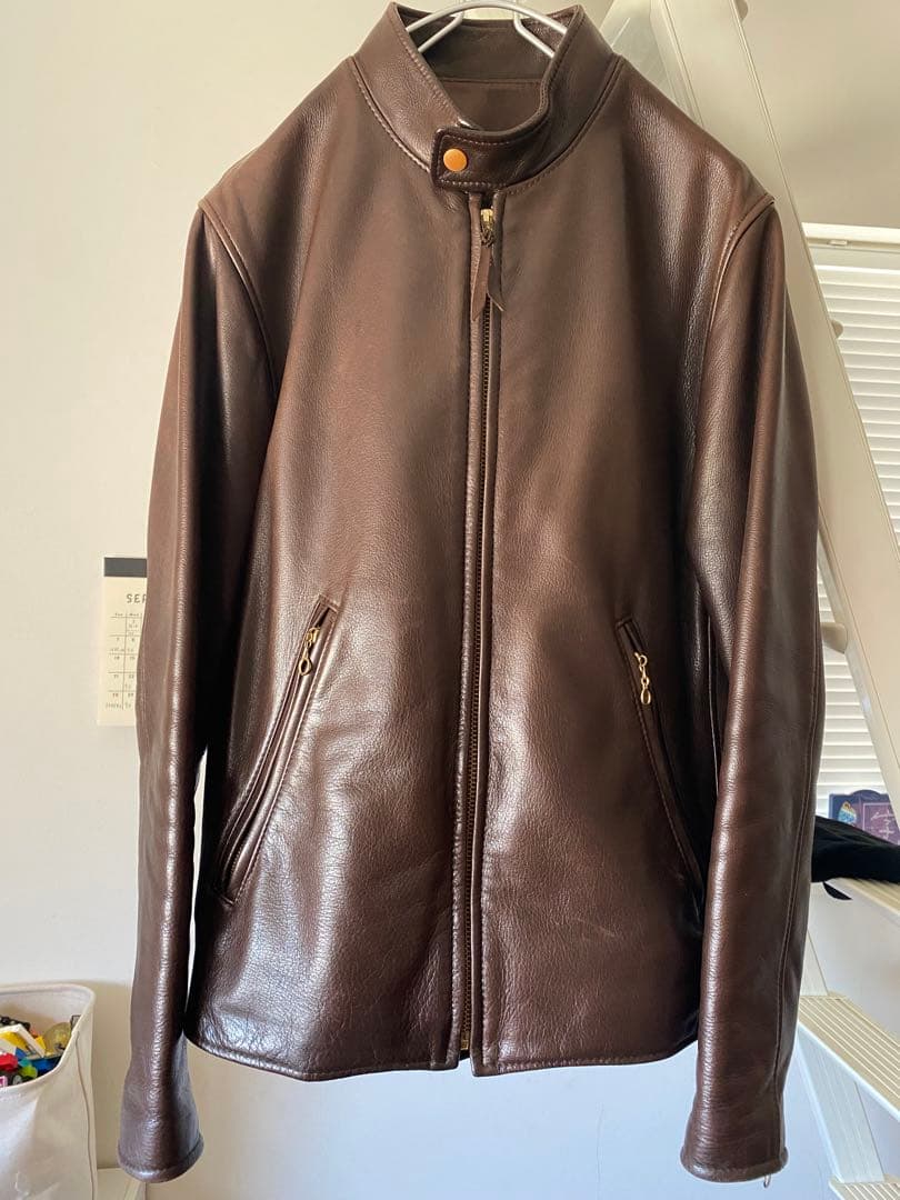 USA製ビームスプラスシングルライダースジャケット茶Mサイズ