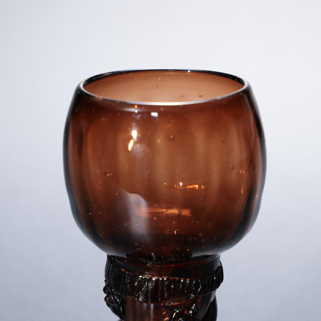 アンティークグラス　レーマーグラス　茶色　吹きガラス　R1340ダI