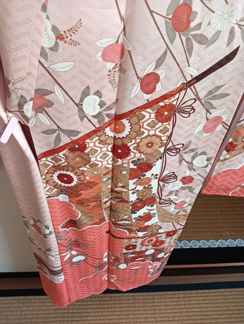 吾妻徳穂　振袖フルセット　美品　コーラル系　華やか　古典　丈158　裄66