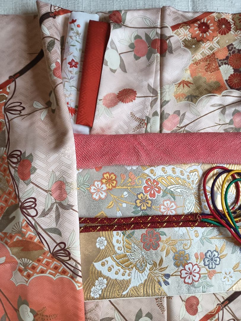 吾妻徳穂　振袖フルセット　美品　コーラル系　華やか　古典　丈158　裄66