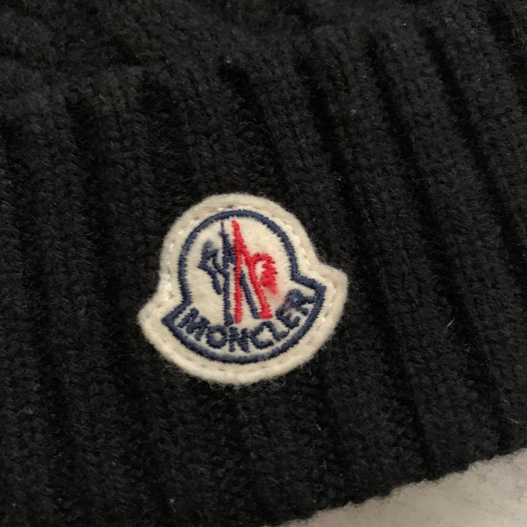 【極美品】モンクレール ニット帽 ファー ブラック