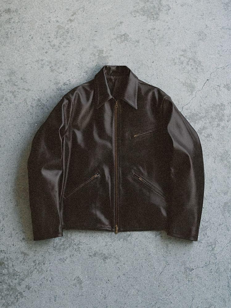 【LIDNM】 VINTAGE WASHED LEATHER ZIP Lサイズ