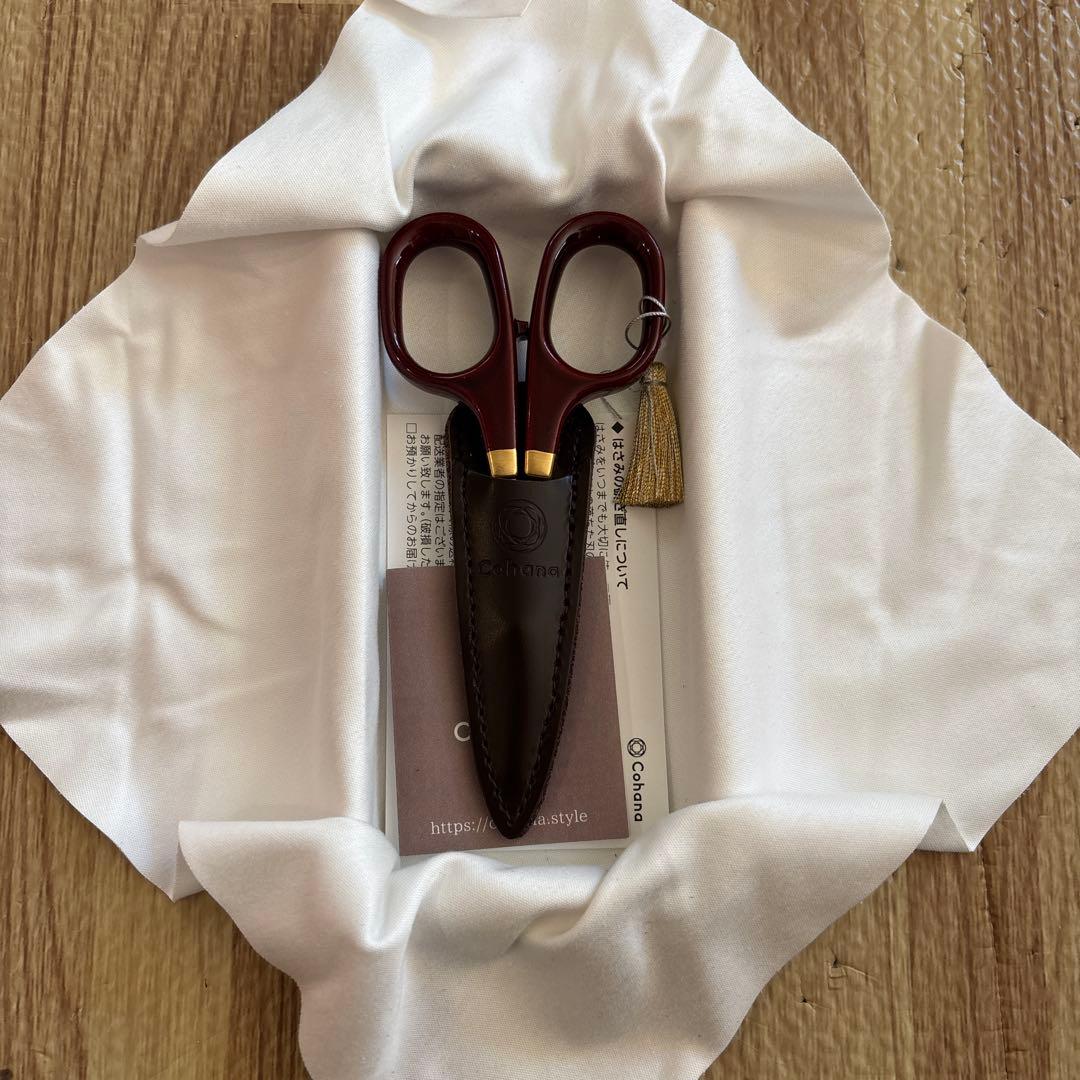 Cohana はさみ 漆と金蒔絵の小ばさみ 溜塗り