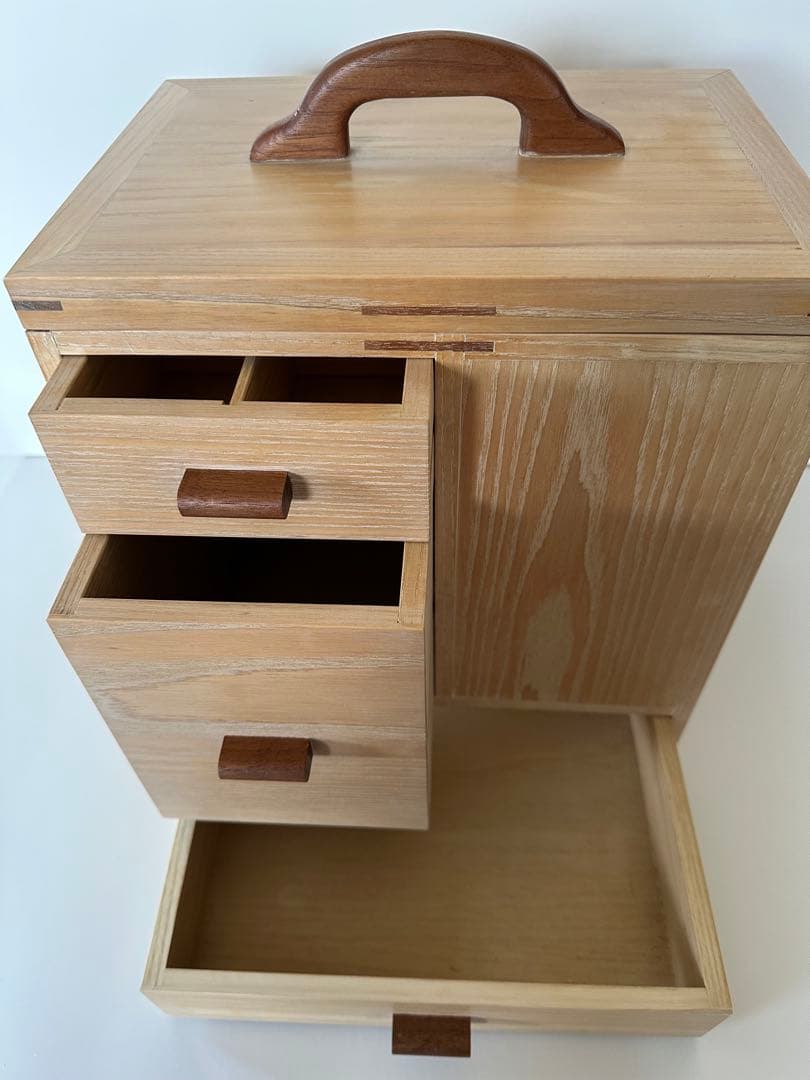 オーダー　コスメボックス　タモ×ウォールナッツ