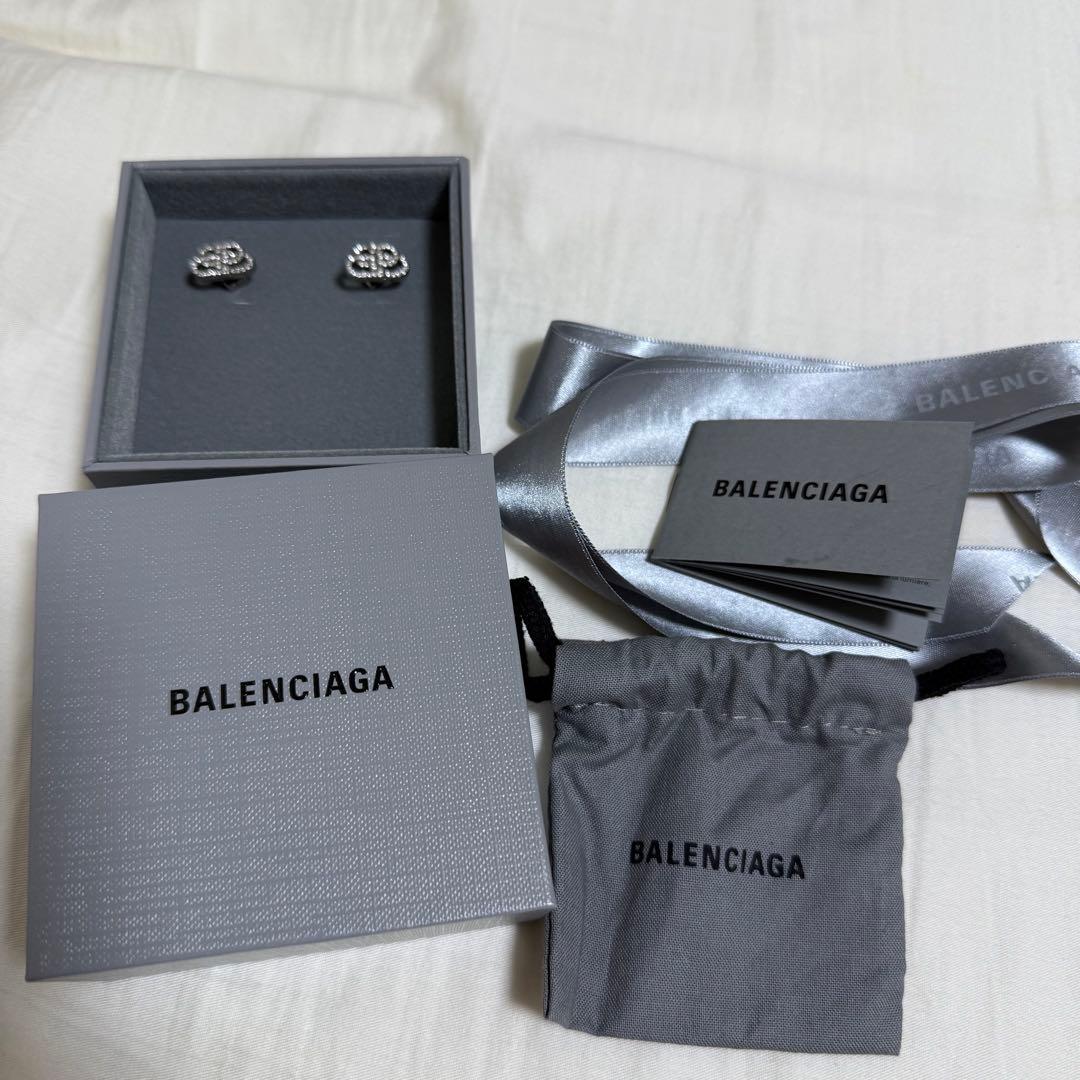 BB XS Stud バレンシアガ ピアス stud ラインストーン シルバー