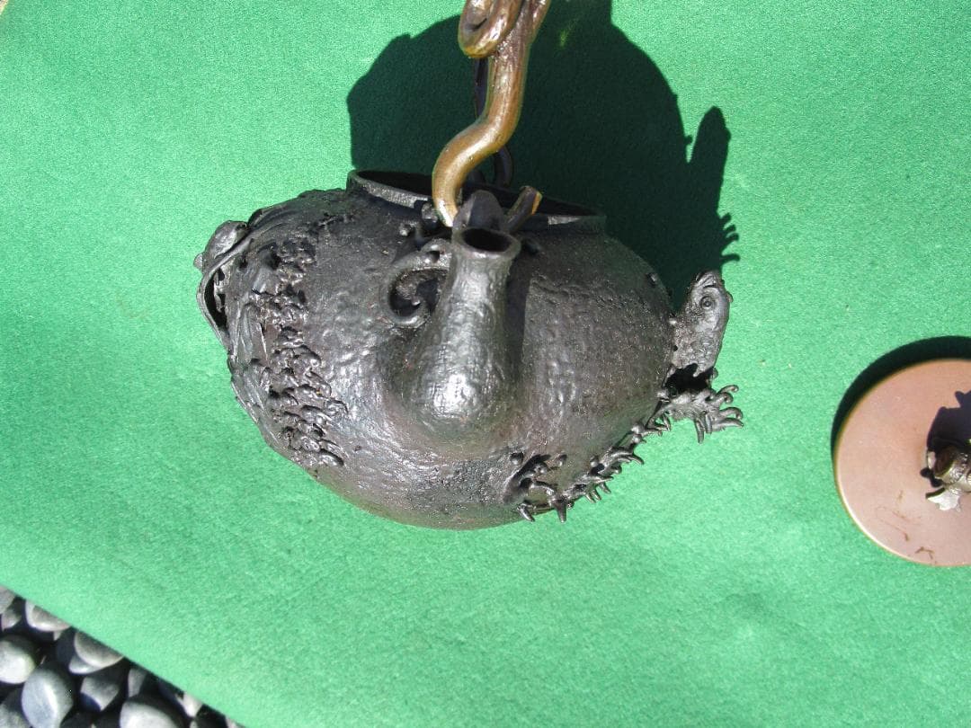 鉄瓶　銅蓋　細工物　水漏れ等なし　飾り物　1個