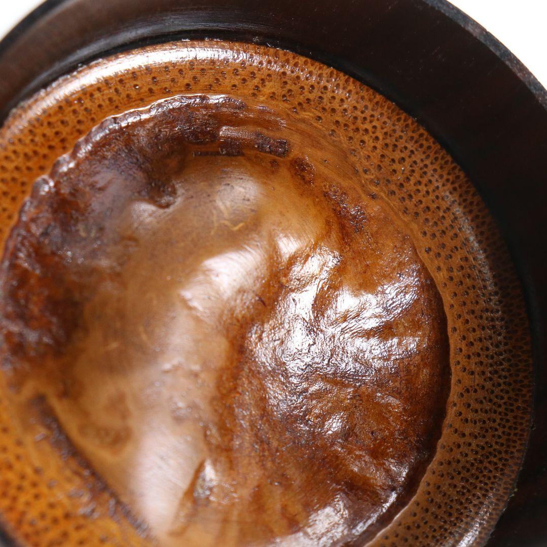 畑幸春作 縞黒檀に竹根嵌 高台寺蒔絵 中棗 茶道具 共箱　V946