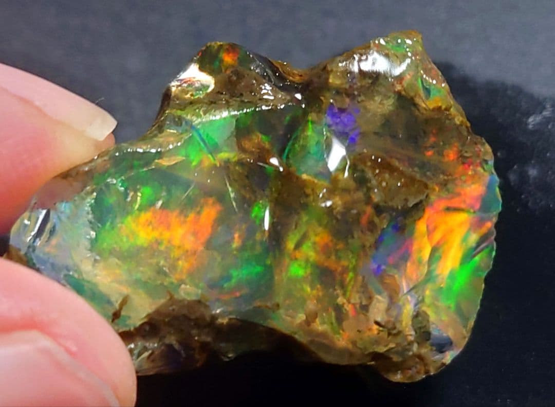 【30CT】エチオピア　オパール　鉱石　標本　遊色　クリア　虹色