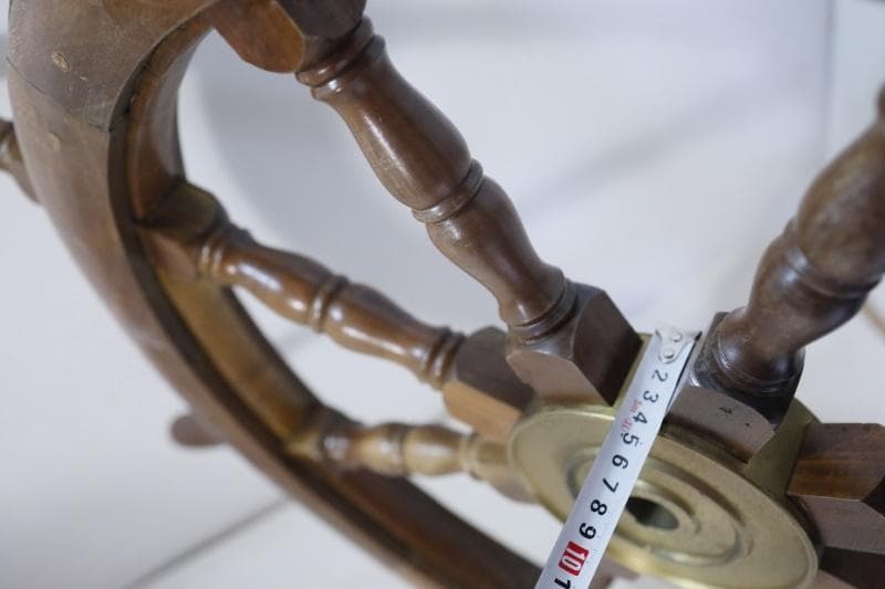 ◆船舵　船舵輪　ヨット　舵　インテリア　アンティーク　木製　大型