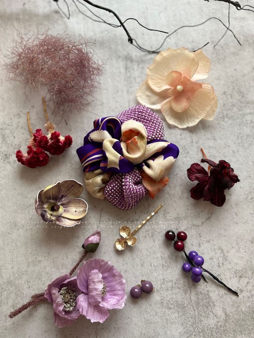 七五三　七五三髪飾り　ヘッドドレス　着物髪飾り　リメイク髪飾り　035