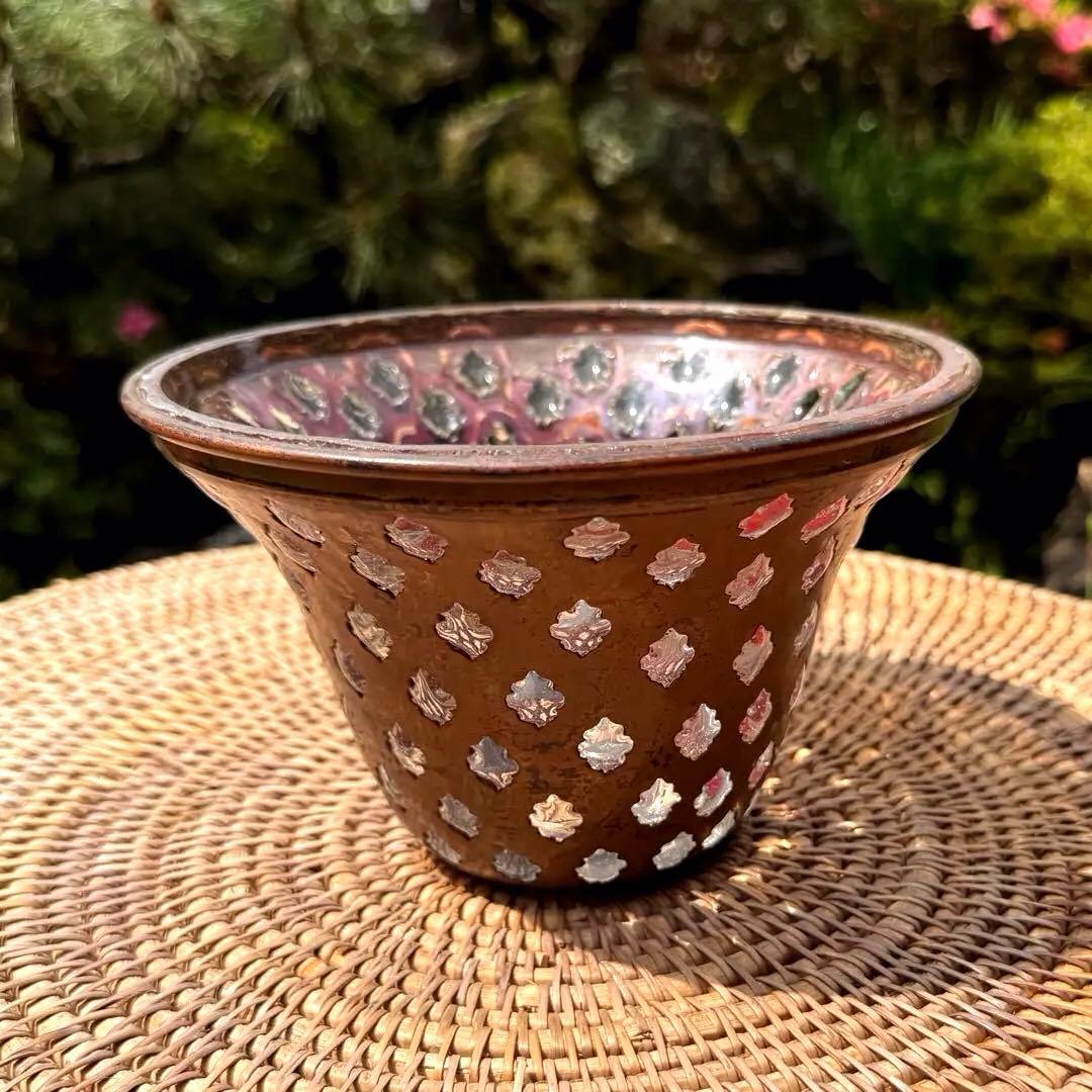 イタリアの素敵なヴィンテージ　ガラス製　カットアウトボウル