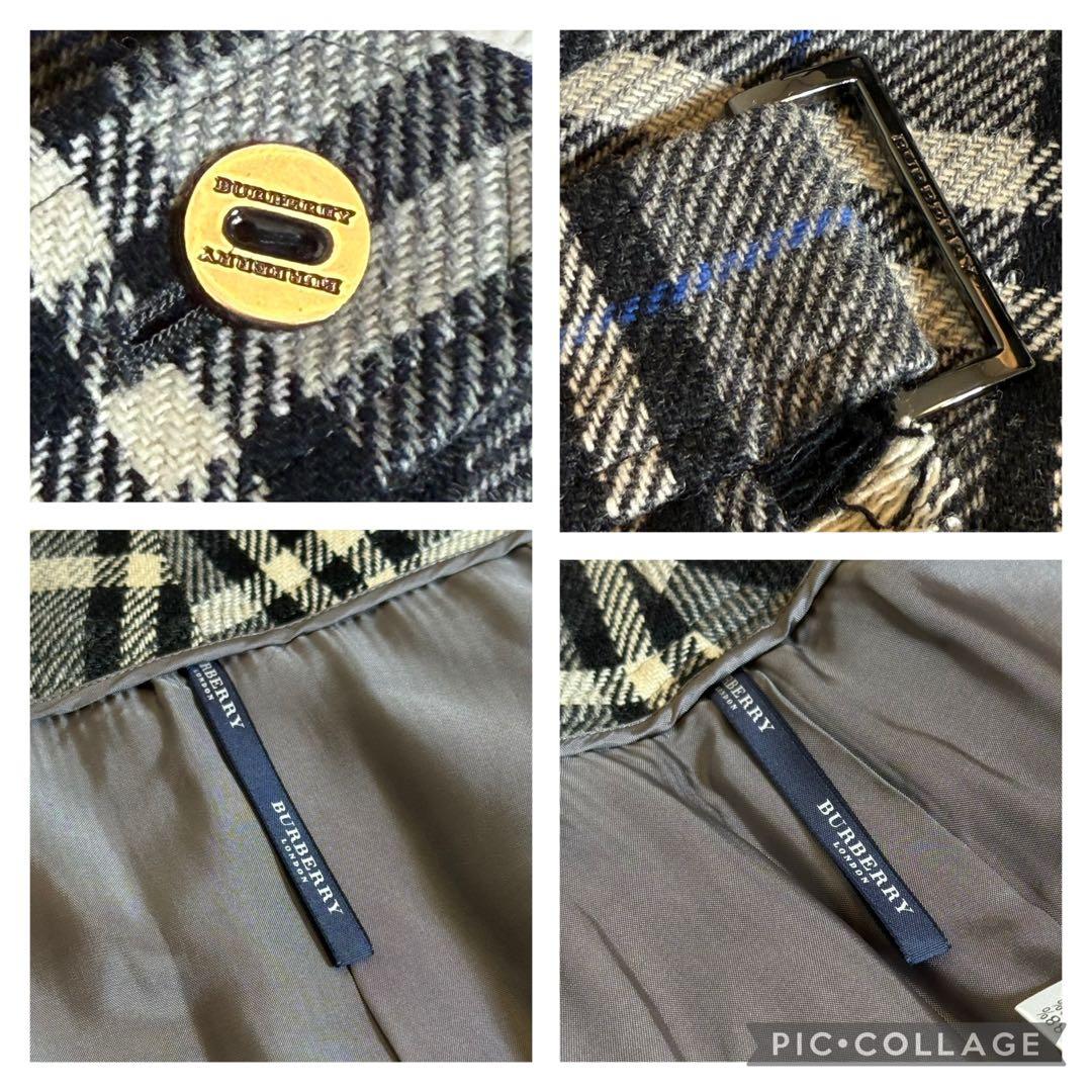 バーバリーロンドン ノバチェック 巻きスカート ラップスカート 36 カシミヤ混