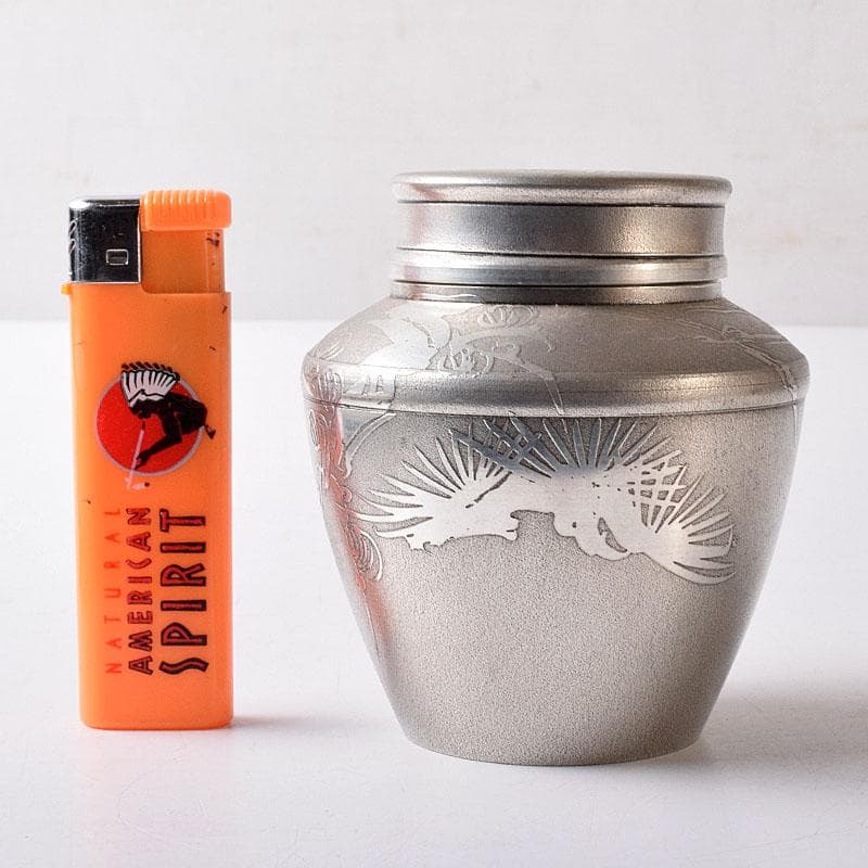 TM 　さつま岩切　正錫　松鶴文　茶壷　茶心壷　約350g　C　7729