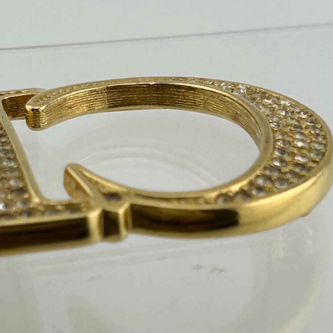 Christian Dior ディオール CDロゴ ラインストーン ブローチ