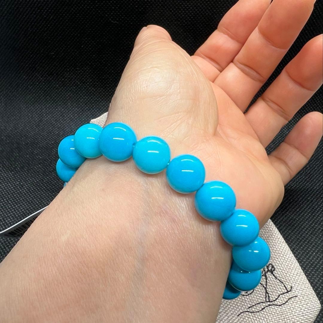 天然 高品質のターコイズ(トルコ石)ブルーのブレスレットAB1071