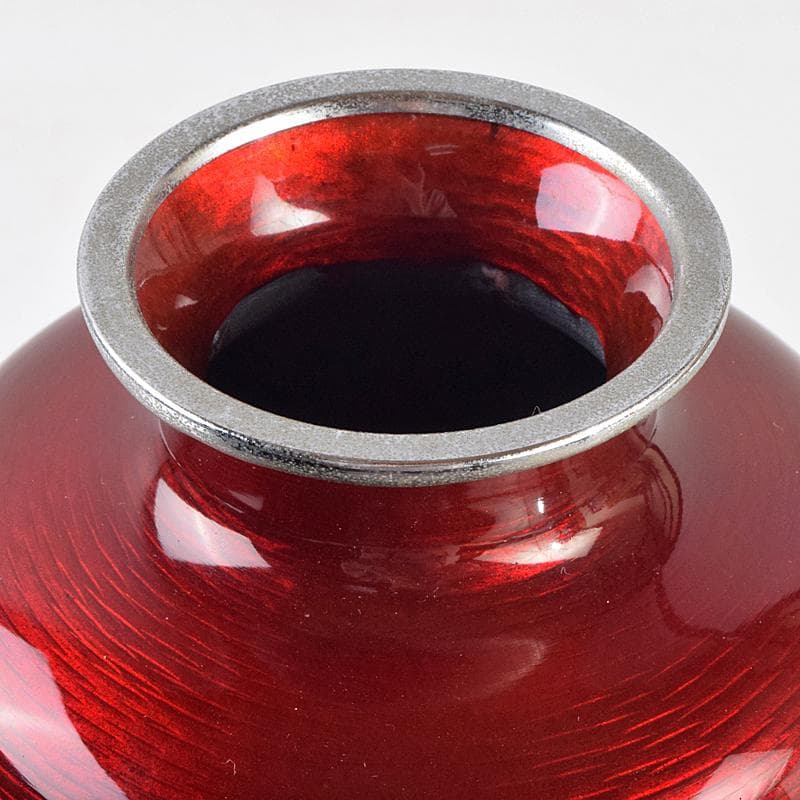 七宝焼　赤透釉　四君子文　花瓶　M　R9121