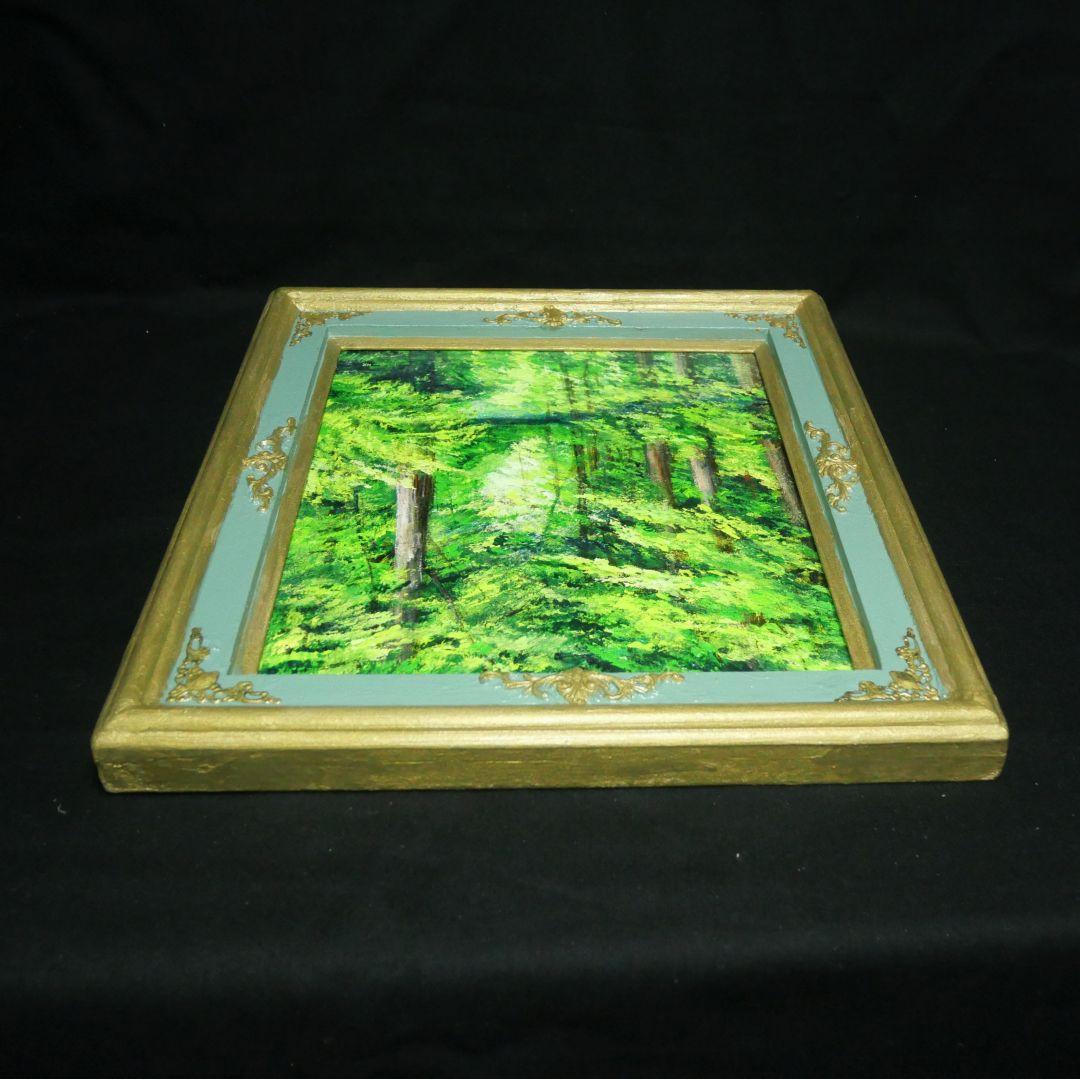 油絵 油彩 油彩画 絵 絵画【新緑の森】