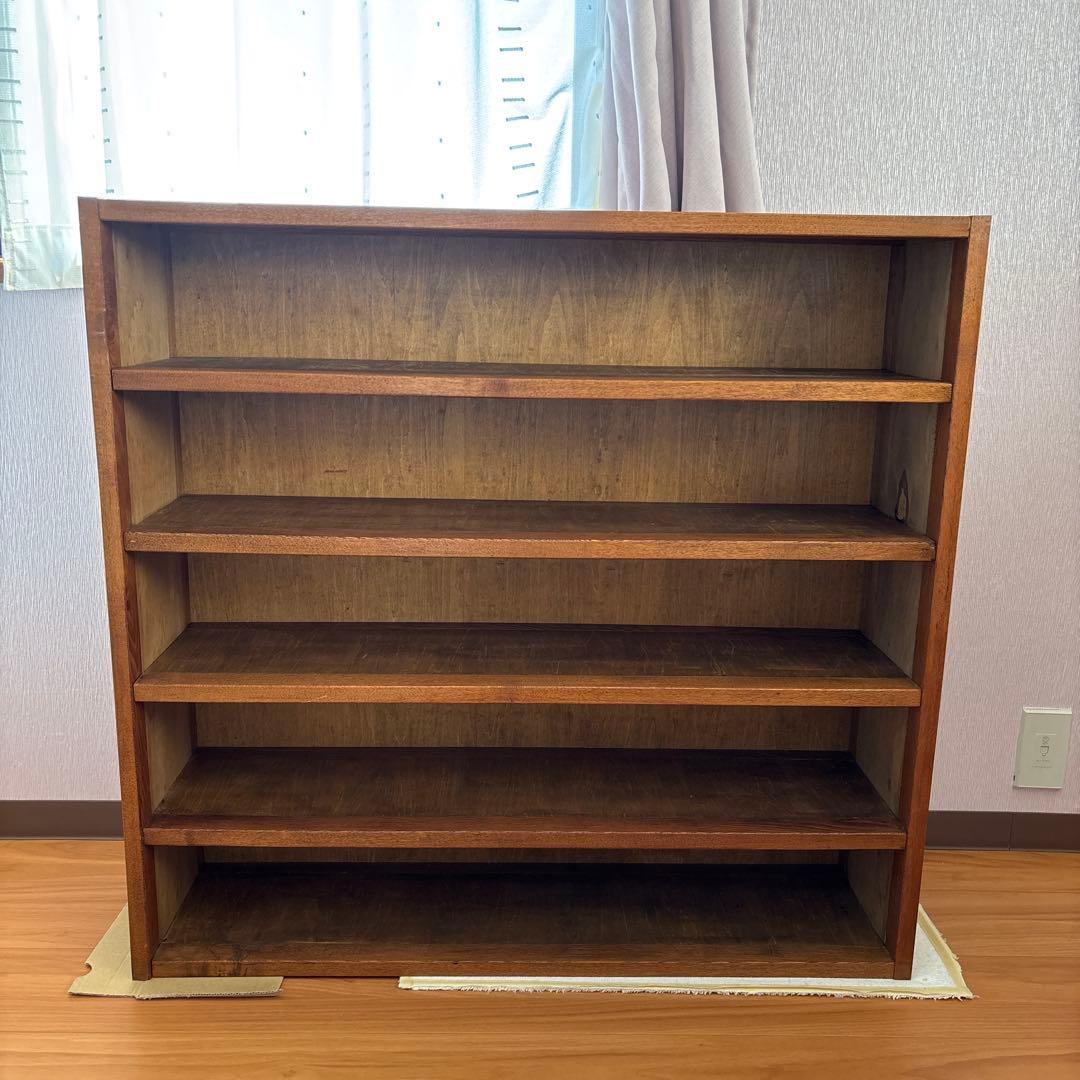 リユース　木製 5段 CD DVDラック ブラウン 棚　ハンドメイド