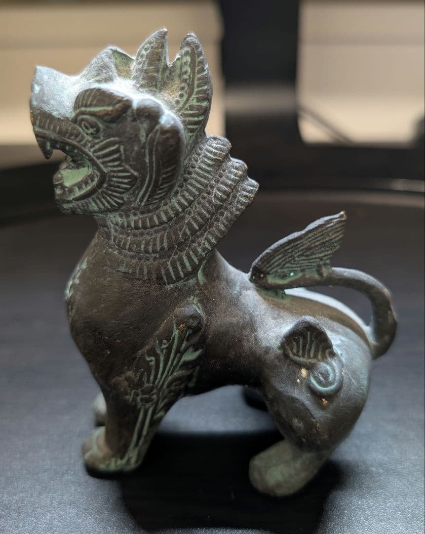 【良品】青銅製　聖獣置物　時代物　骨董アンティーク　麒麟