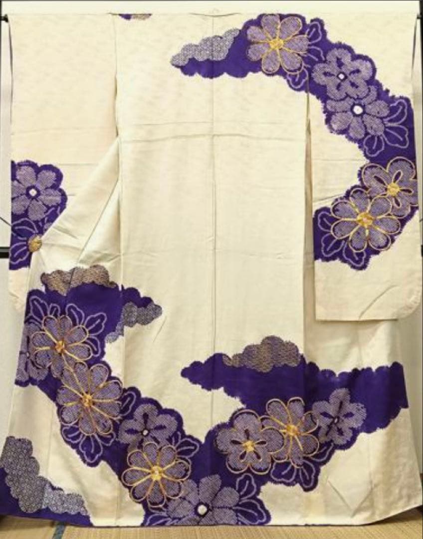 振袖 フルセット6点M〜L絞り銀駒刺繍　正絹　売り切り終了