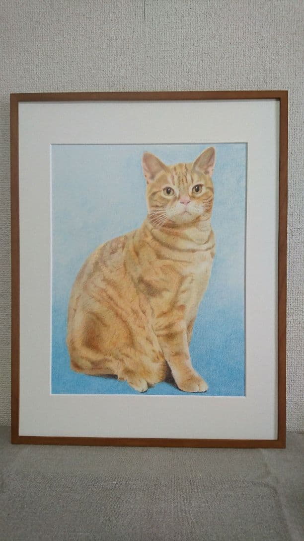 インテリアに☆ 絵画 猫 写実 色鉛筆画『cat』
