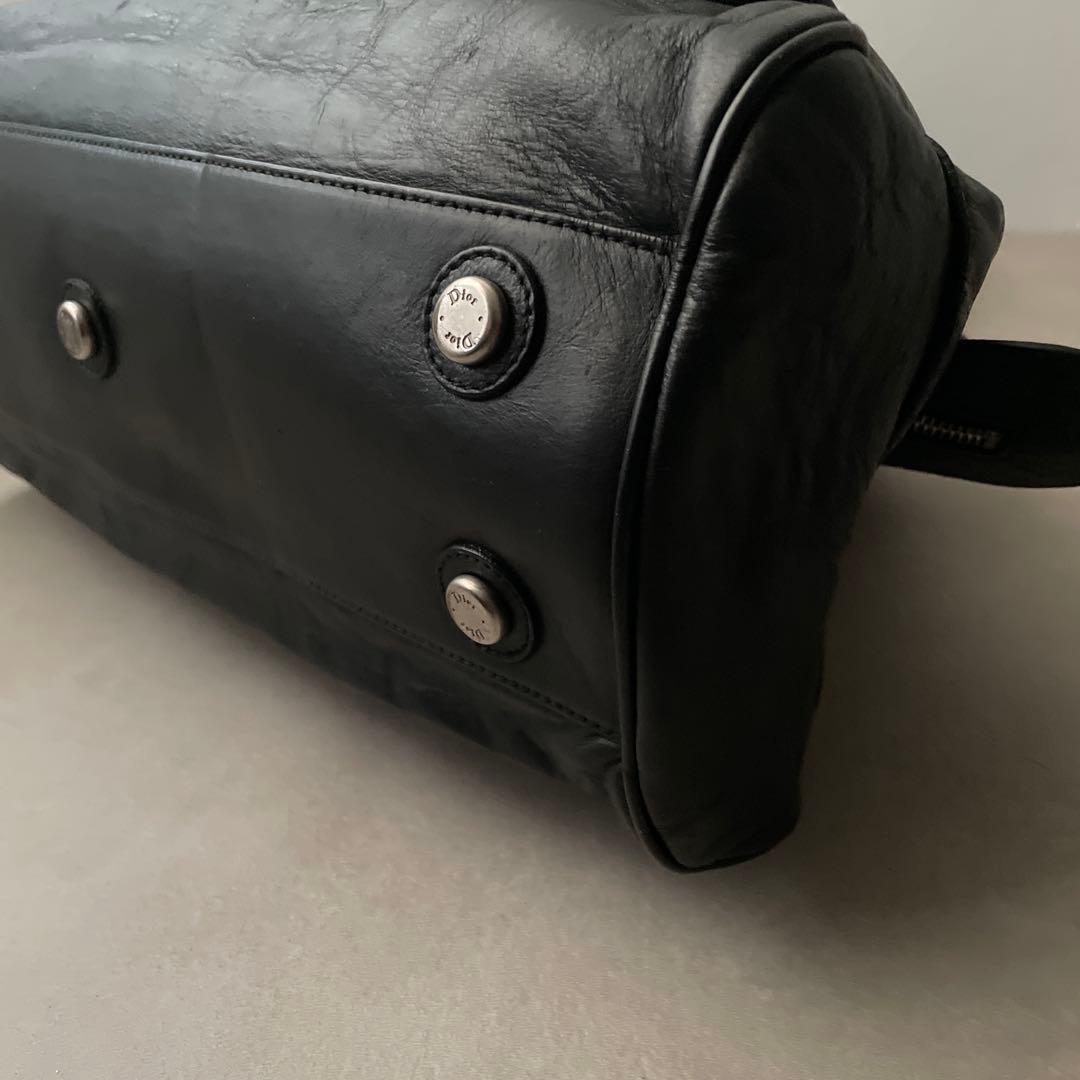 Christian Dior レザー ハンドバッグ 編み込み ブラック