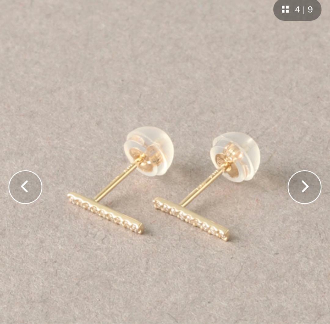 Lilas リラ ダイヤ10mmバーピアス K10