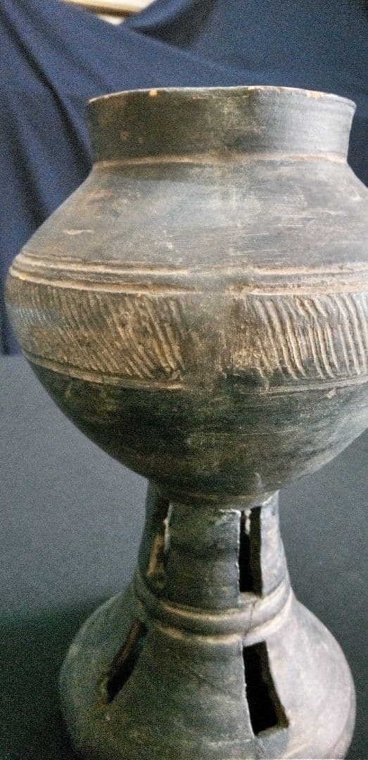 須恵器、土器線刻模様の陶器香炉