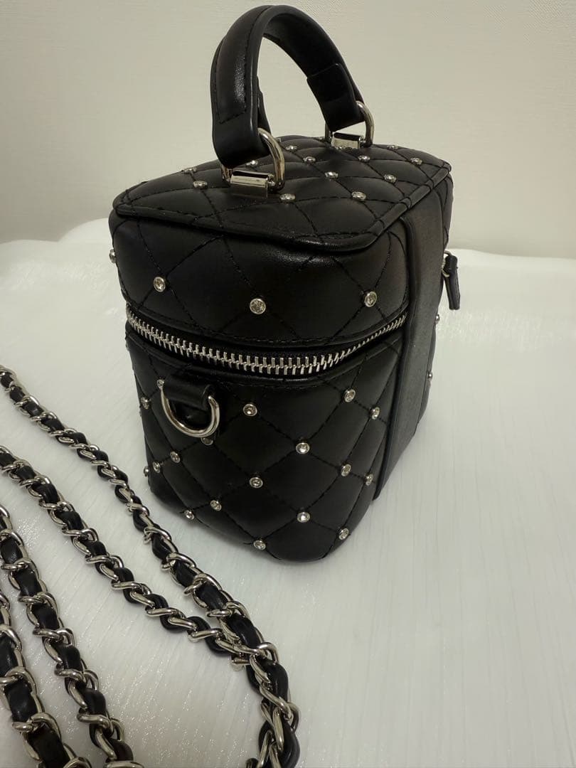 Darich キルティングビジュースクエアミニバッグ BLK