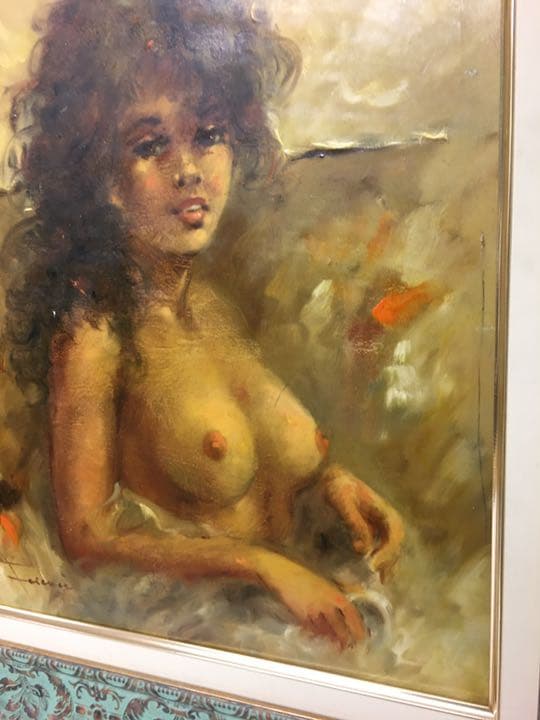 油絵肉筆画手描きイタリアの画家フエレンス　画題裸婦油絵