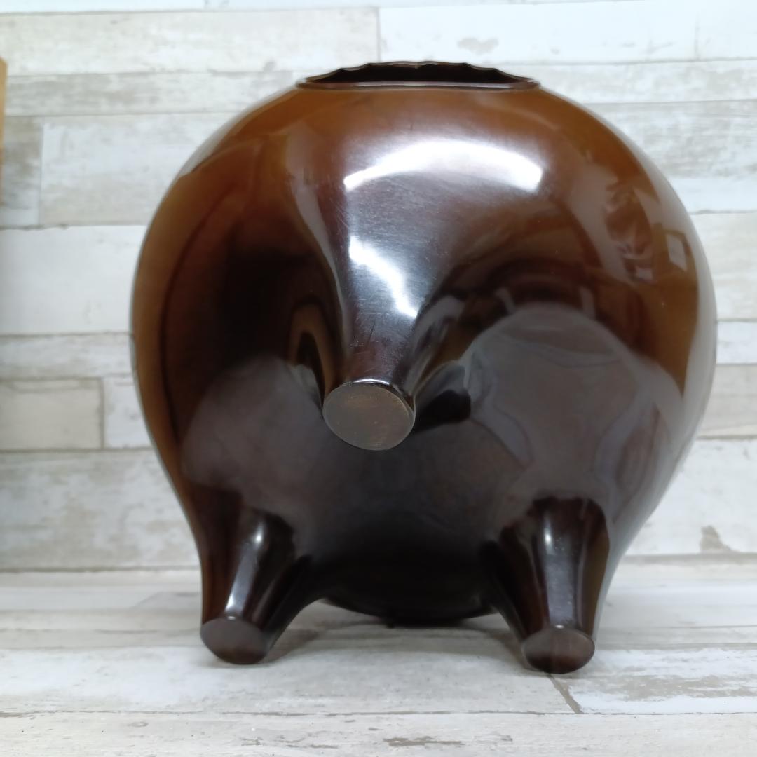 L106 ほぼ未使用 釜師 畠春斎 鋳物師 金森彦兵衛 唐金朝鮮風炉 真形釜添