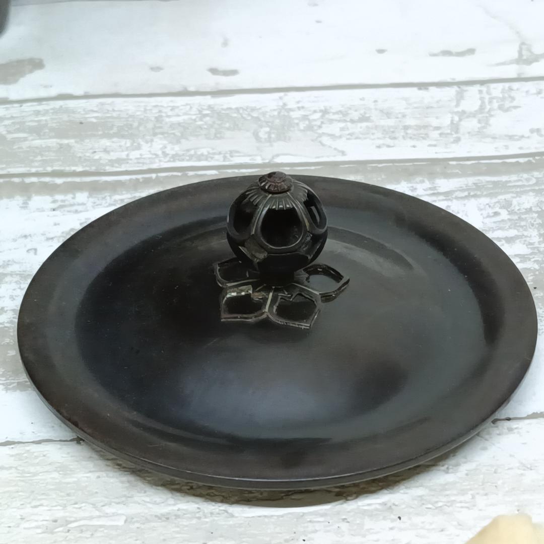 L106 ほぼ未使用 釜師 畠春斎 鋳物師 金森彦兵衛 唐金朝鮮風炉 真形釜添