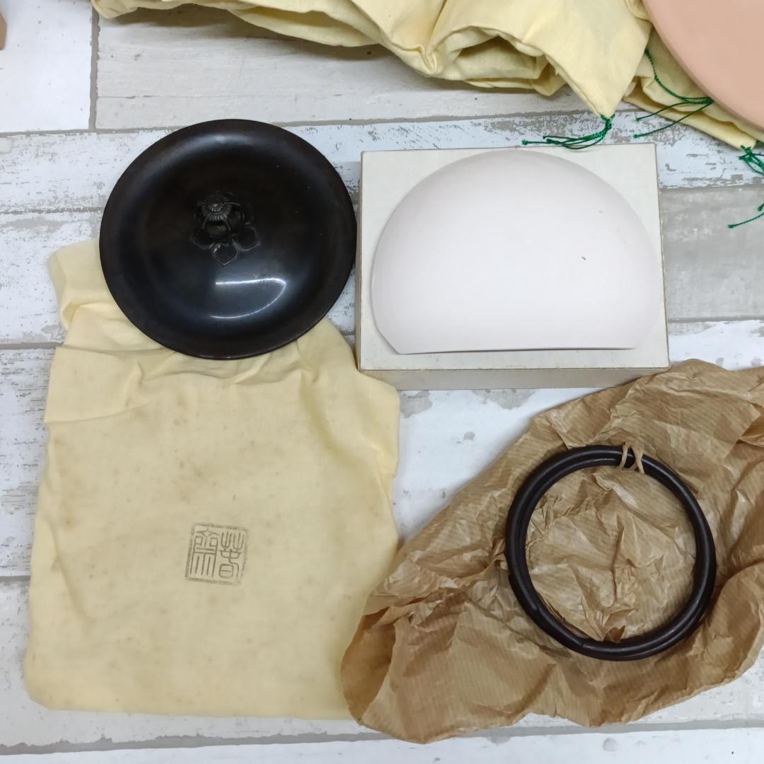 L106 ほぼ未使用 釜師 畠春斎 鋳物師 金森彦兵衛 唐金朝鮮風炉 真形釜添