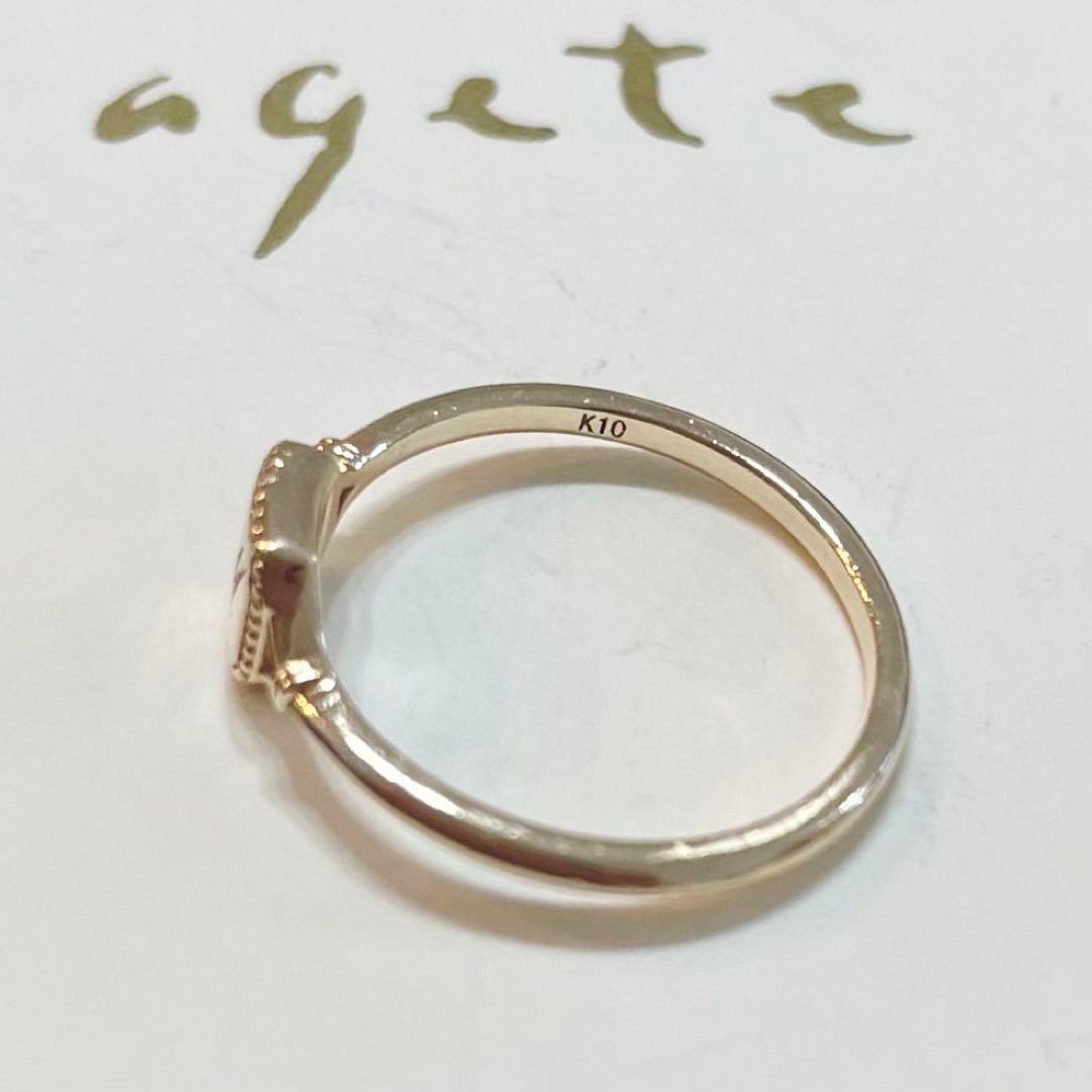 【agete】アガット K10 シグネット リング ピンキーリング 1号