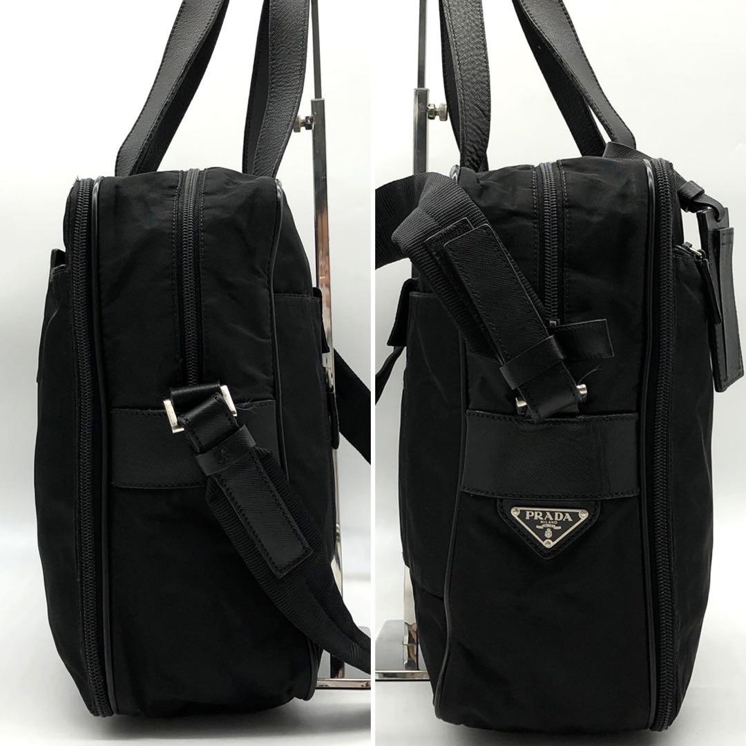 プラダ ビジネスバッグ 2way 三角ロゴプレート チャーム ナイロン レザー