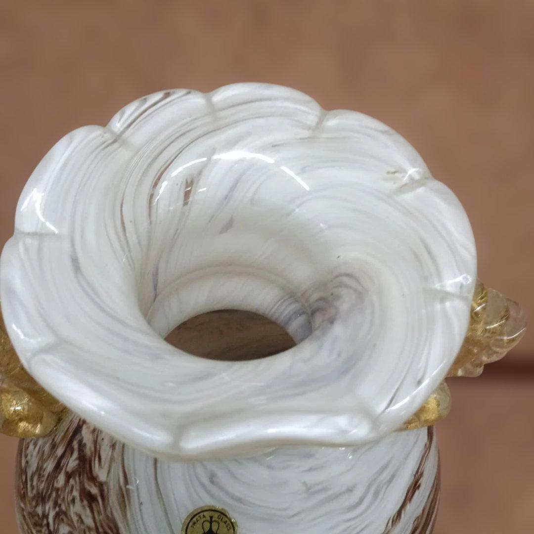 3979）岩田ガラス　金彩双耳　花瓶　花器　フラワーベース