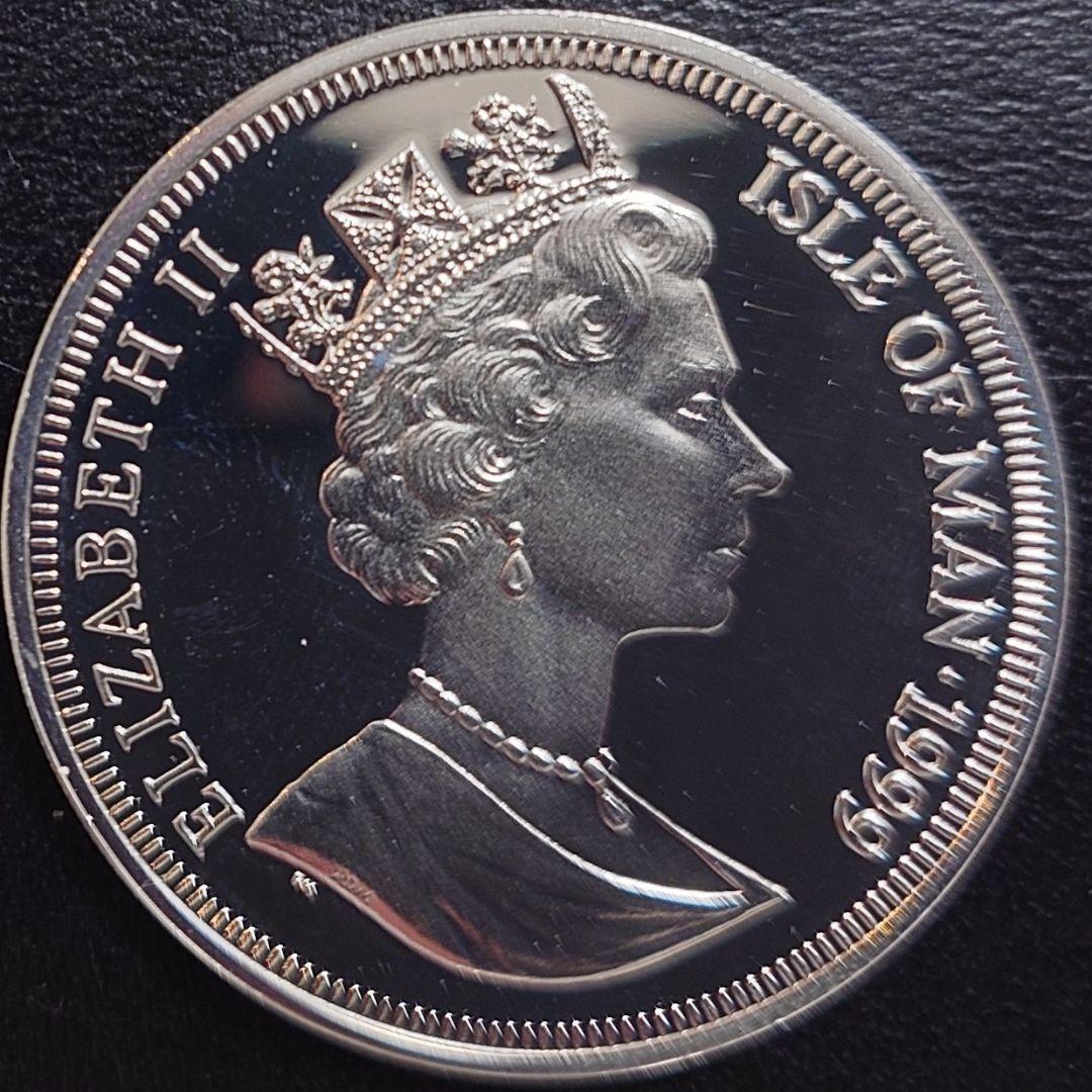 1999年 マン島銀貨 1クラウン アメリカ南北戦争記念銀貨 SV925 大型