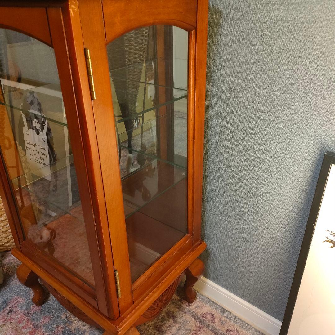 【希少】大理石天板クラシック猫脚コレクション飾り棚 ガラスショーケース」