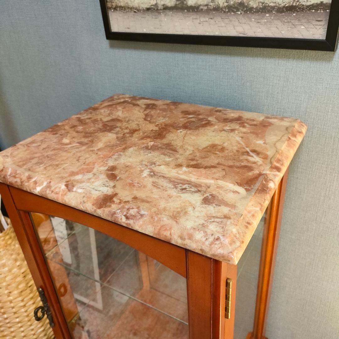 【希少】大理石天板クラシック猫脚コレクション飾り棚 ガラスショーケース」