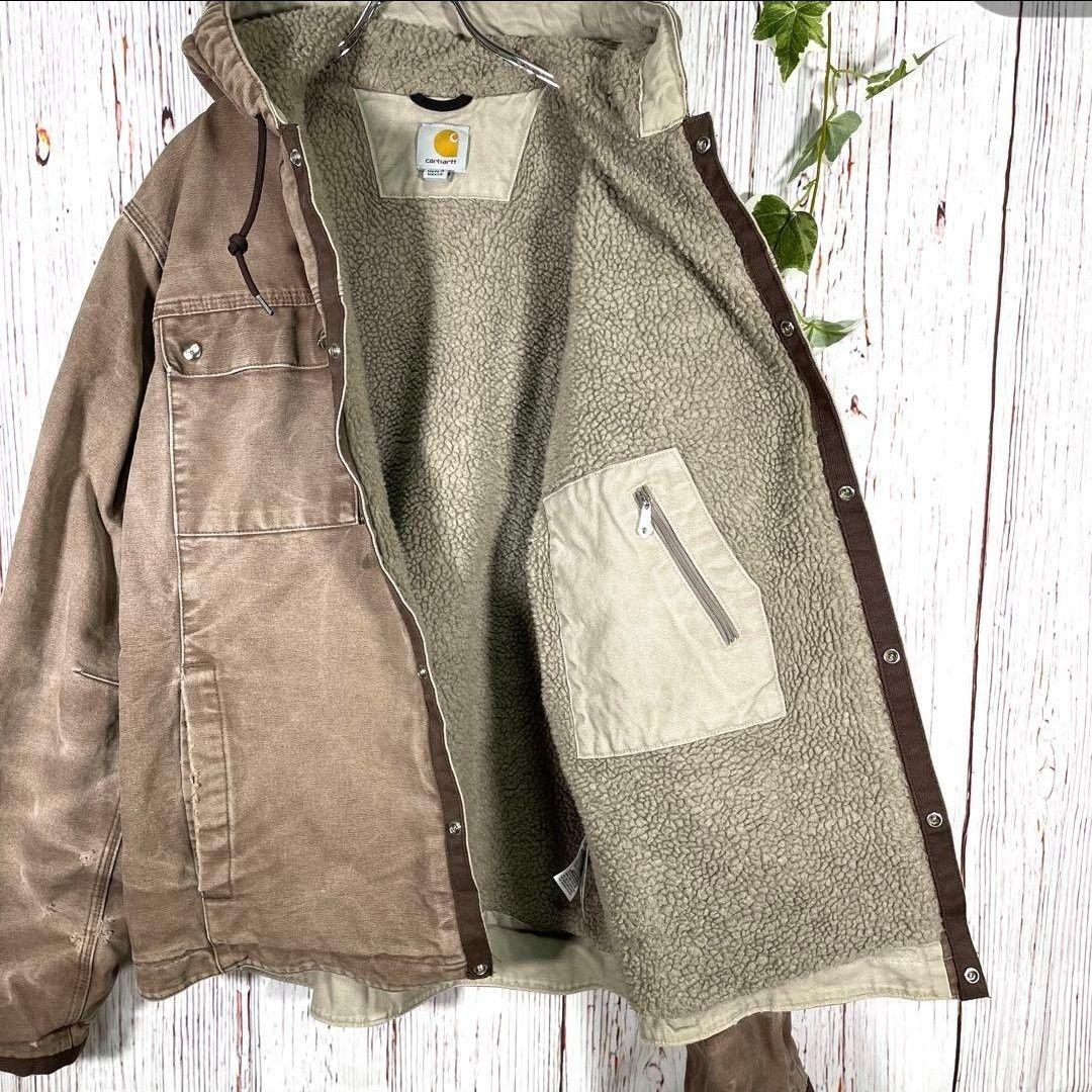 【メキシコ製】カーハート　ブルゾン　アクティブジャケット　ダック　茶　ロゴ