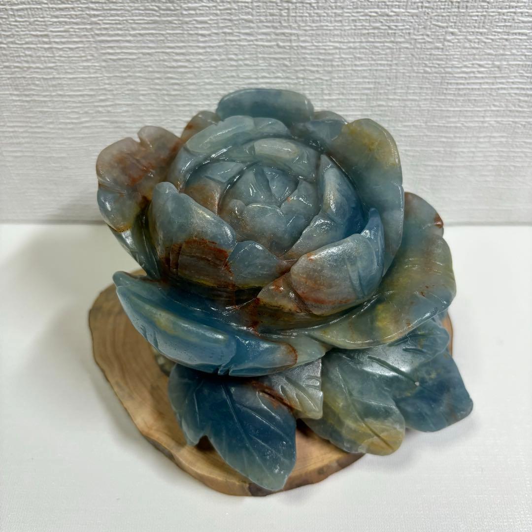 青瑪瑙 ブルーオニキス 彫刻 置物 カービング